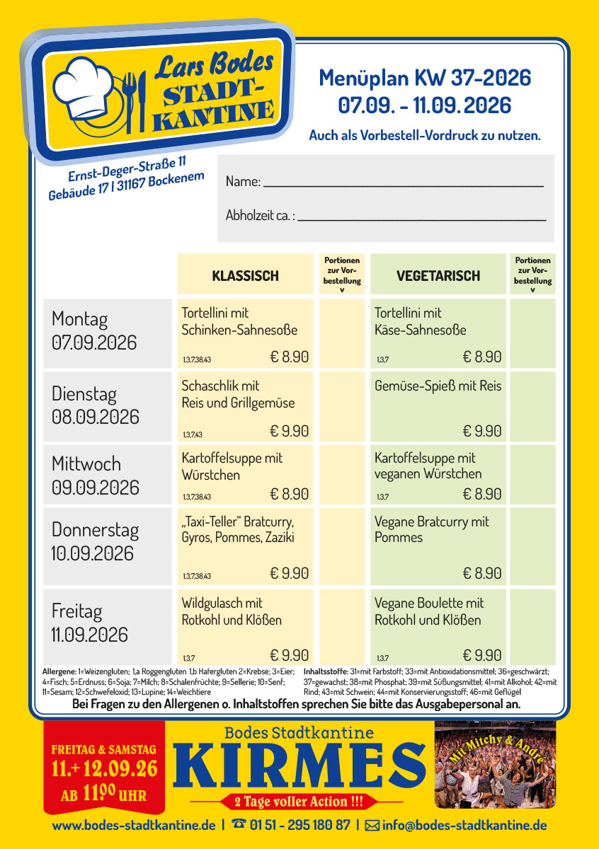 Aktueller Menüplan