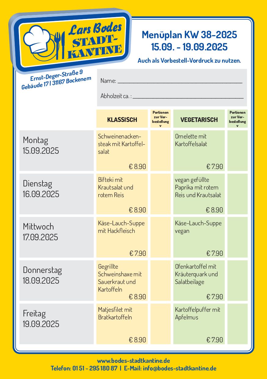 Aktueller Menüplan
